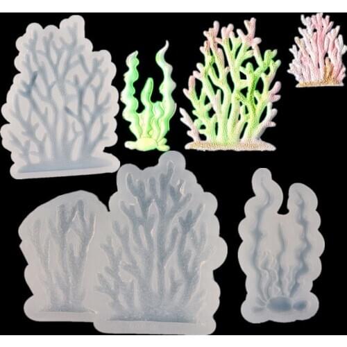 Seaweed Small Tree Coral Shape Liquid Silicone European Style Small Tree Coral Fondant Silicone Mold