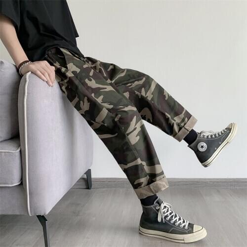 Hip Hop Mens Camouflage Harem Sports Pants 2020 Autumn Korean Man Loose Ankle-Length Trousers Streetwear Male Casual Pants