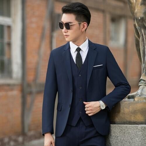 Men Suits 3 Pieces Jacket Pant Vest Business Uniform Office Suit Wedding Groom Tuexdo Slim Fit Casual Formal Asian Size Mens Set