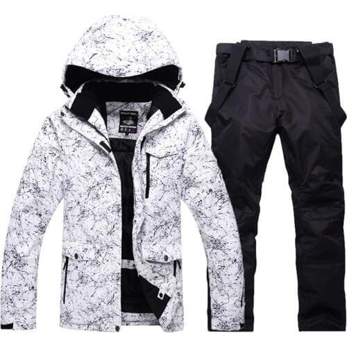 Mens outdoor Ski suits snowboard suits waterproof and windproof winter snow suits + bibs warm ski pants large size S-XXXL