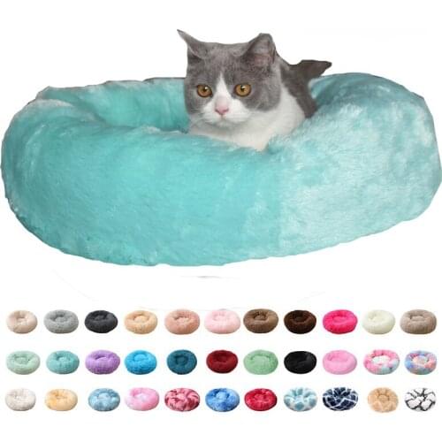 21 New Round Cat Bed Dogs Bed House Kennel Mats Soft Long Plush Mat Pet Warm Basket Cushion Cats House Sofa Machine Wash Kennel