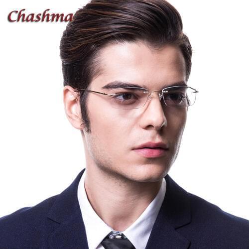 Chashma Brand Rimless Titanium Alloy Ultra Light Weight Myopia Glasses Frame Optical Eye Glasses For Men Frameless Eyewear 2 G