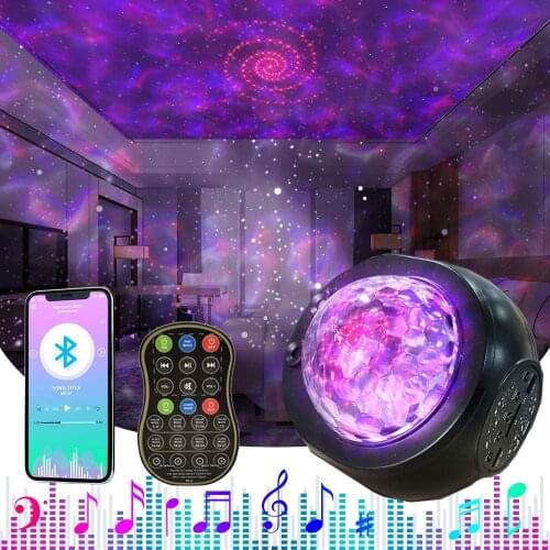 Bedside Galaxy Projector Night Lamp Universe Star Sky Projector Lamp Ocean Wave with Bluetooth Music Speaker For Kids Baby Gift