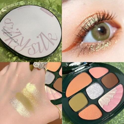 Silk Eight-color Eyeshadow Powder Palette Amber Eyeshadow Palette Shell Silk Portable Matte Earth Color Women Cosmetics TSLM1