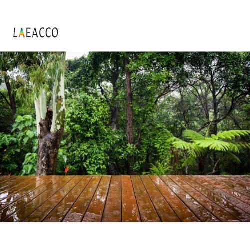 Tropical Rainy Forest Green Shrub Wooden Floor Baby Portrait Scenic Photography Backdrop Photo Background Photocall Photo Studio