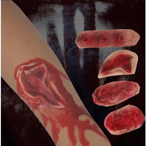 1PCs 3D Halloween Zombie Scars Tattoos Fake Scab Bloody Makeup Wound Scary Blood Injury Sticker Halloween Party Decoration
