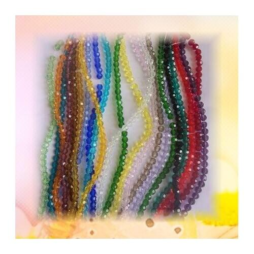 3mm 4mm Mixed Colour 32 Faceted Ball Beads AAA Quality Level Crystal Glass Beads Home Decor DIY Glass Beads Free Shipping