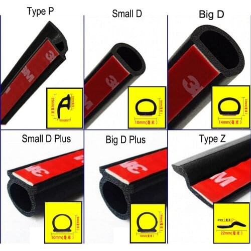 6M Car Door Seal Strip Rubber Big D Type Z Type P Type Waterproof Trim Sound Insulation Anti-Dust 6 Meters Car-Styling seal