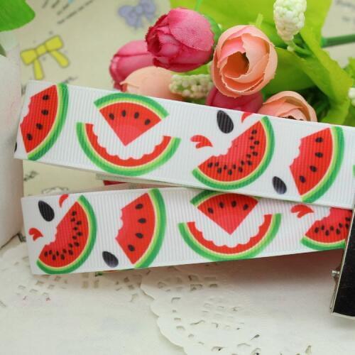7/8'' Free shipping summer watermelon printed grosgrain ribbon hair bow diy party decoration wholesale OEM 22mm B223