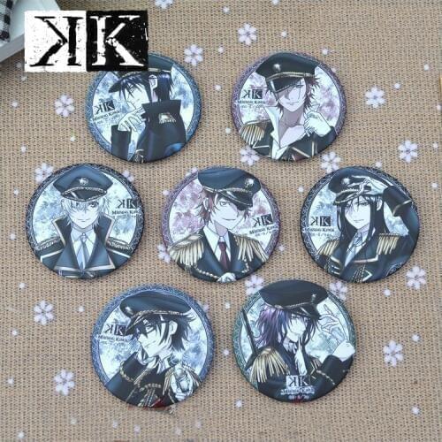 7pcs/set 58mm Anime K Return Of Kings Isana Yashiro Kuroh Souta Mikoto Military Uniform Cool Badge Brooch Unique Bag Deco