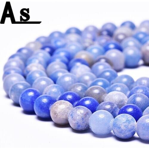 Asingeloo Natrual New Blue Sodalite Aventurine Quartz Stone Round Beads For Jewelry Making Bracelet Necklace 4/6/8/10mm 15.5"