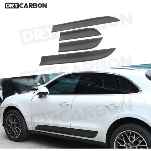 4 PCS/Set Carbon Fiber Car Side Door Trunk Trim Door Panel stickers Body Skirts plate Decoration For Porsche Macan 2014-2018