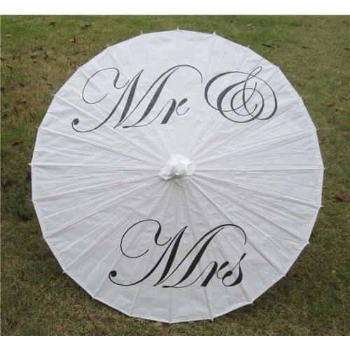 [ Fly Eagle ]Pretty White Paper Umbrella Wedding Favor with ribbon size 33" Mr and Mis