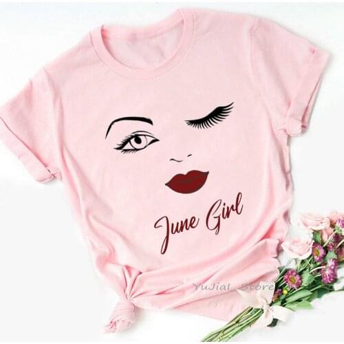 Tshirts Women April/May/June/July/August Girl Graphic Print T Shirt Femme Birthday Gift Oversized Pink T-Shirt Female