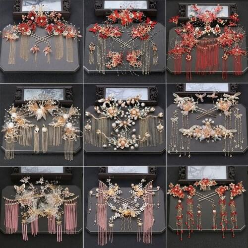 Xiuhe Headdress Bride Chinese Red Phoenix Crown Wedding Xiuhe Dress Round Face Hair Accessories