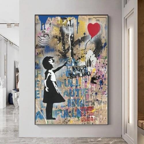 Classical Banksy Graffiti Art Street Canvas Figure Painting Girl With Red Balloon Posters and Prints Wall Picture Decor Cuadros