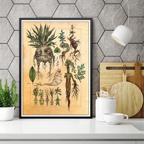 Classic Movie Poster Harry Fan Art Illustration Cute Mandrake Plant Canvas Painting Posters Prints Wall Pictures Kids Home Decor