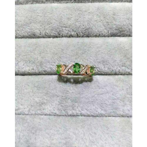 Natural Tsavorite Ring Natural green garnet stone Ring 925 sterling silver trendy Lucky elegant array women party fine Jewelry