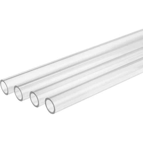 Computer Water-Cooled Petg Transparent Hard Tube None Chamfer Link Tube, 16mm Od, 12mm Id,500mm Length, Clear, 4-Pack