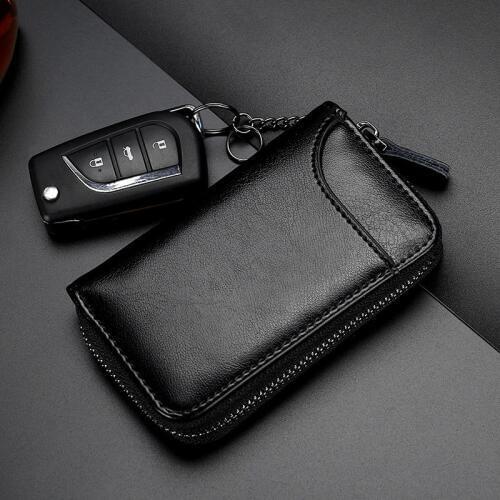 Genuine Leather Key Wallet Fashion Men & Women Multi Function Key Organizer Bag Ladies Housekeeper Key Holder 6 Rings KM01