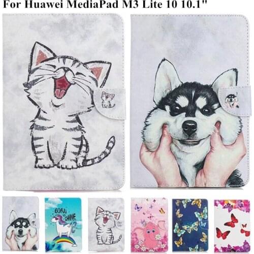 Cute Unicorn Leather Stand Shell for Huawei MediaPad Media Pad M3 Lite 10 Case Tablet Cover for BAH-W09 BAH-AL00 BAH-L09 10.1"