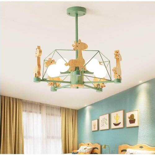 Macaron Creative modern Nordic style childrens room ceiling lamp bedroom study led log ceiling lamp