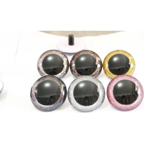 50PCS/LOT N6-30mm-40mm-50mm round clear safety toy eyes +glitter fabric+hard washer for diy doll findings-size&color option