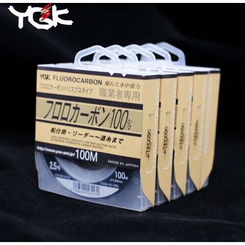 Japan original YGK 100M 100% Super Strong True Fluorocarbon Fishing Line Carbon Line Front Wireway Transparent Monofilament