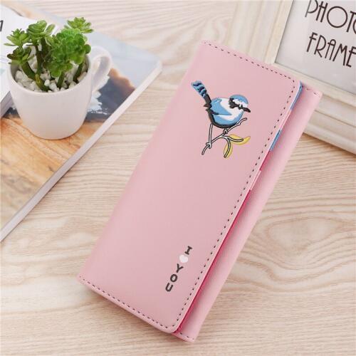 Fashion Lady Purses Long Women Wallets ID Cards Holder Bird Print Girls Hasp Moneybags Coin Purse Woman Clutch Wallet Pouch Bags