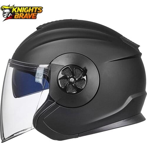 GXT Motorcycle Helmet Half Face ABS Moto Helmet Electric Safety Double Lens Helmet Moto Casque For Women/Men Casco Moto Black
