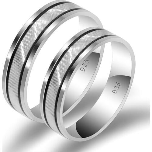 925 Sterling Silver Couple Ring Set Classic Wedding Band Lover Ring for Man Woman Fine Jewelry Anniversary Valentines Day Gifts