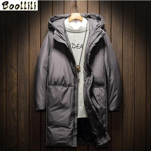 2020 Winter New Down Jacket Men 70% White Duck Down Men X-Long Section Casual Thickening Warm Youth MenS Hooded Down Coat