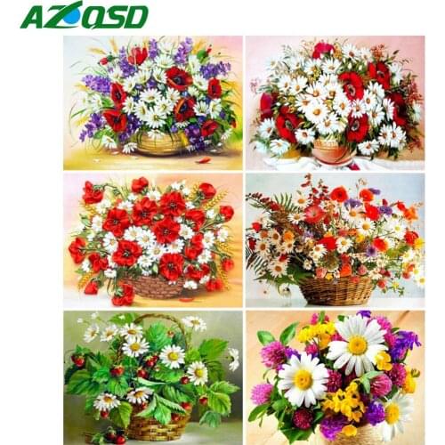 AZQSD Diamond Painting Daisy Cross Stitch Kits Rhinestones Diamond Art Embroidery Flower Mosaic Needlework Home Decoration Gift