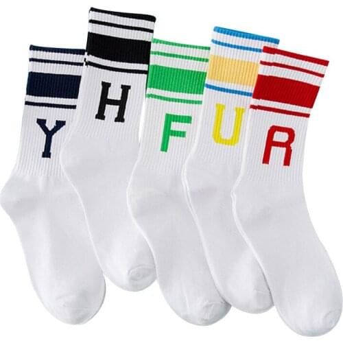 2017 Summer Women Three Stripes Cute English letters Socks Cotton Candy Colorful Color Socks High Quality Soft Socks