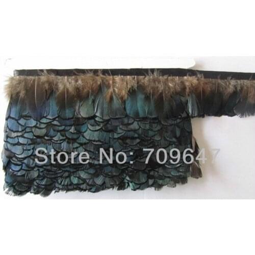 Wholesale! 10yards/lot Height 5-6CM Lady Amherst Pheasant Feather Fringe Natural Blue Color,jewellery making feathers