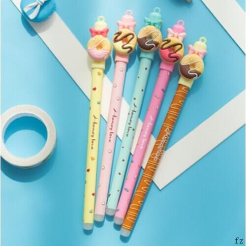100 Pcs Love Gel Pens Donut Pens Erasable Blue Ink Neutral Pens Office School Supplies