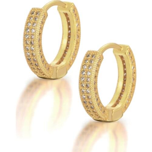 Hip Hop Earrings Circle Earrings Micro-inlaid Zircon Double Row Zircon Earrings Bling Men and Women
