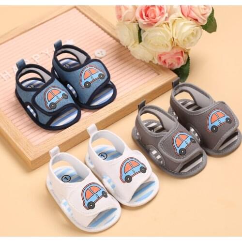 Prewalker Newborn Baby Summer Cute Cartoon Car 0-18 Months Baby Casual Shoes Breathable Comfy Sandal Toddlers