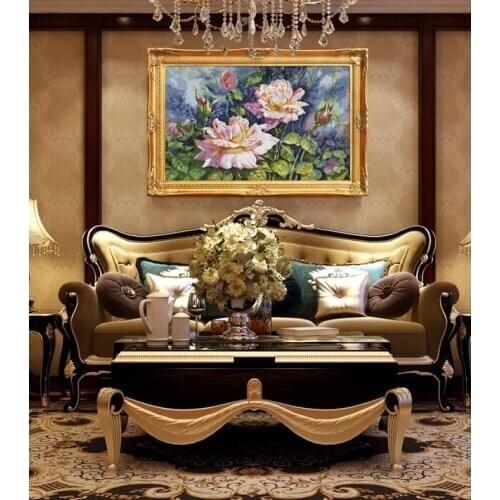 Vintage rose Cross Stitch Kits Colorful Printed pattern canvas Bedroom Flower Embroidery Needlework set Cross-stitch Home Decor