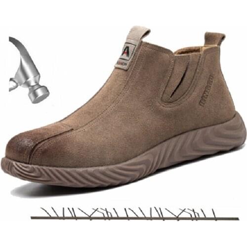 Work Safety Shoes Men Steel Toe Cap Indestructible Working Boots Anti-smashing Waterproof Men Construction Designer Sneakers