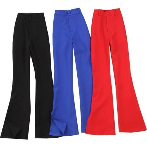 Hot Sale Flare pants Women 2019 Summer Autumn Casual Pants OL Pants Elastic High Waist Slim Work Pants Plus Size Suit Trousers