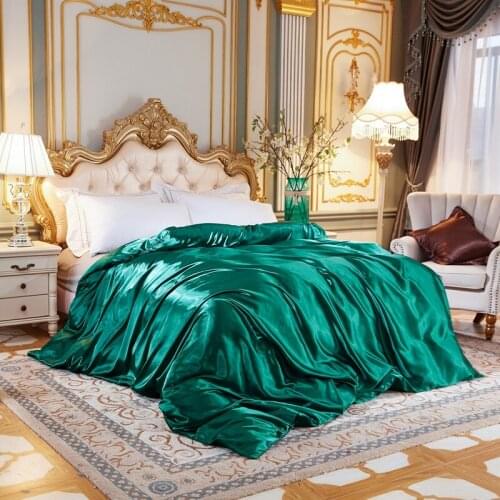 1Pc Solid Color Duvet Cover High-End Ice Silk Satin Single Double Queen King Size Quilt Cover 200x200 220x240