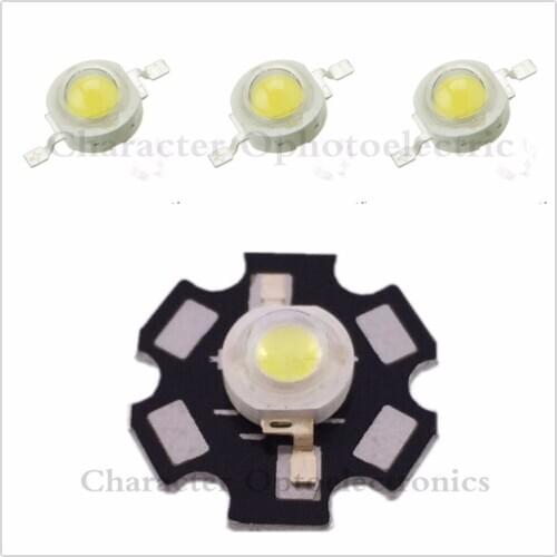 100pcs 3W Warm white Neutral white Cool White 10000K 20000K 30000K High Power LED light+20mm star pcb base