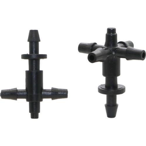 20 Sets Barbed 3/5mm Hose Straight Quick Connectors With Three-way Five-way Hose Splitters Multiple Joint Cross-connector