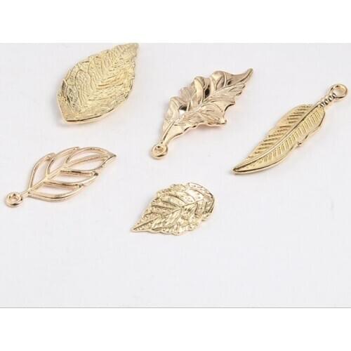 20pcs KC Gold Alloy Metal Craft Hollow Leaves Leaf Charm Pendant for Jewelry Accessories DIY Handmade Charms Bracelet Making