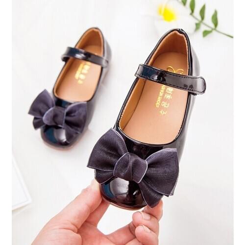 2021 Children Fashion Bow Girls Princess Dance Leather Shoes Dresses For Kids Party School Shoes 3 4 5 6 7 8 9 10 11 12 Years
