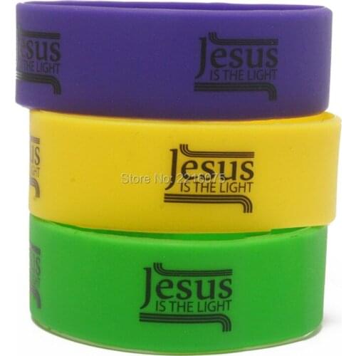 300pcs One inch Religious Jesus Is The Light wristband silicone bracelets free shipping by DHL express