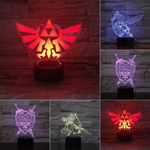 Zelda 3D LED Night Light 7 Color Changing Lamp Room Decoration Action Figure Toy For Birthday Christmas Gift