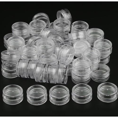 50Pcs 5mL Makeup Face Cream Containers Clear Empty Plastic Jar Round Pot Small Container Lid for Cosmetic Lab Sample