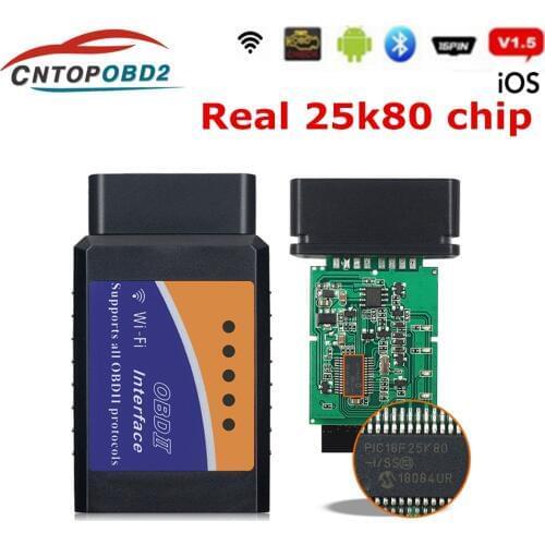 ELM327 V1.5 PIC18F25K80 Elm 327 V1.5 Bluetooth OBD2 Scanner Elm 327 WIFI 1.5 Auto Diagnostic Tool OBDII for Android/IOS/Windows